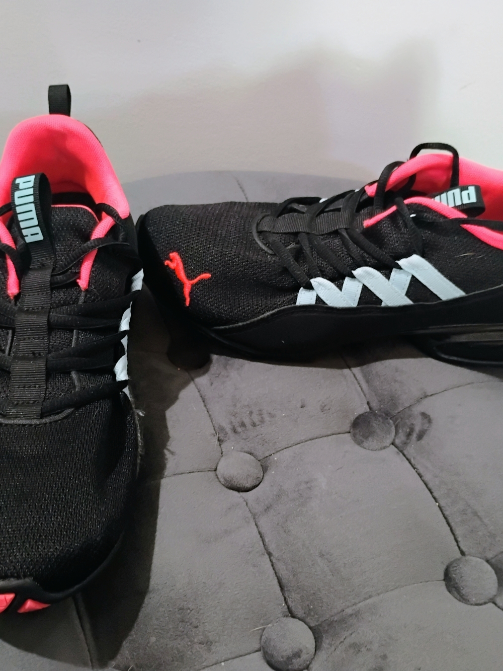 Puma Black Athletic Sneakers with Pink Accents